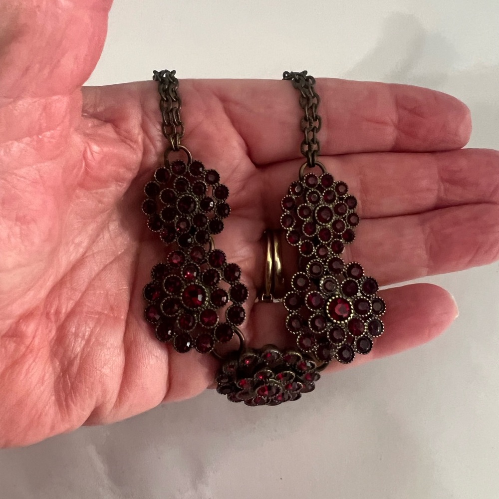Dark Red Rhinestone “Cookie Lee” Necklace